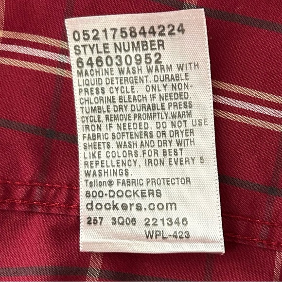Dockers' Men's Long Sleeve Button Up Red Plaid Dress Shirt Sz L 16-16.5 Classic - Picture 12 of 12